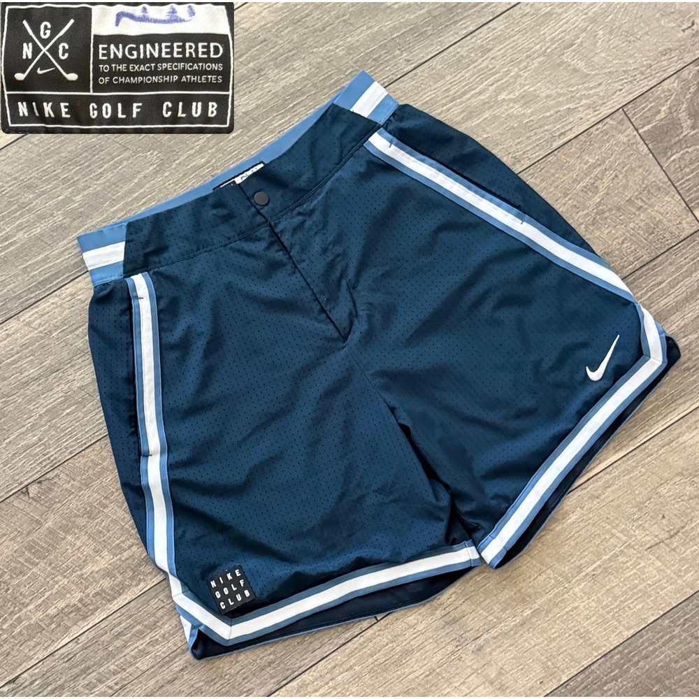 Nike Golf Club Dri-FIT Mesh Shorts Navy Blue Striped Loose Fit Basketball Mens S